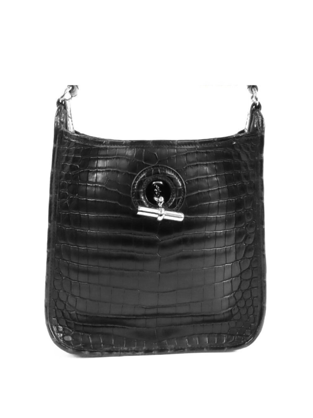 Hermes Vespa TPM Black Silver Niloticus Shoulder Bag